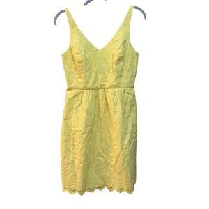 Vineyard Vines Dress Womens 4 Yellow Sleeveless Eyelet Cotton Spring Summer